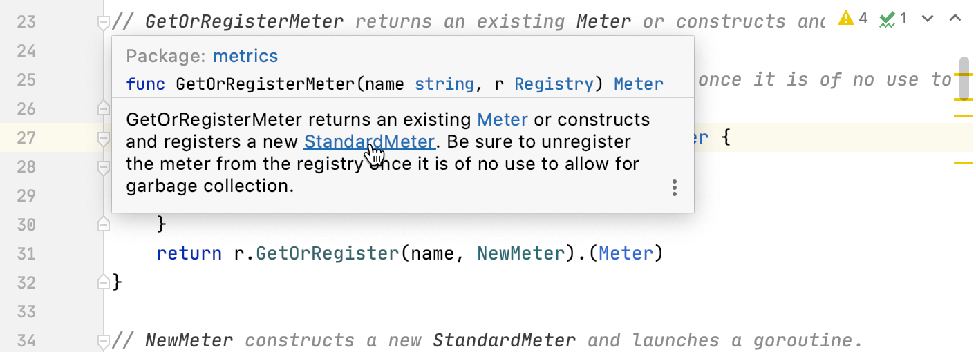 Navigation: highlight references from comments to related package-level declarations