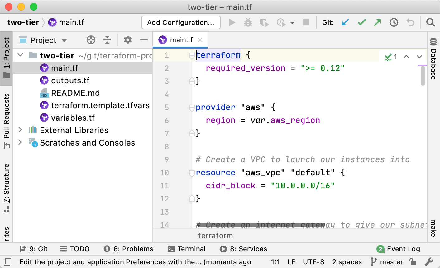 Hashicorp Terraform and Hcl Language Support