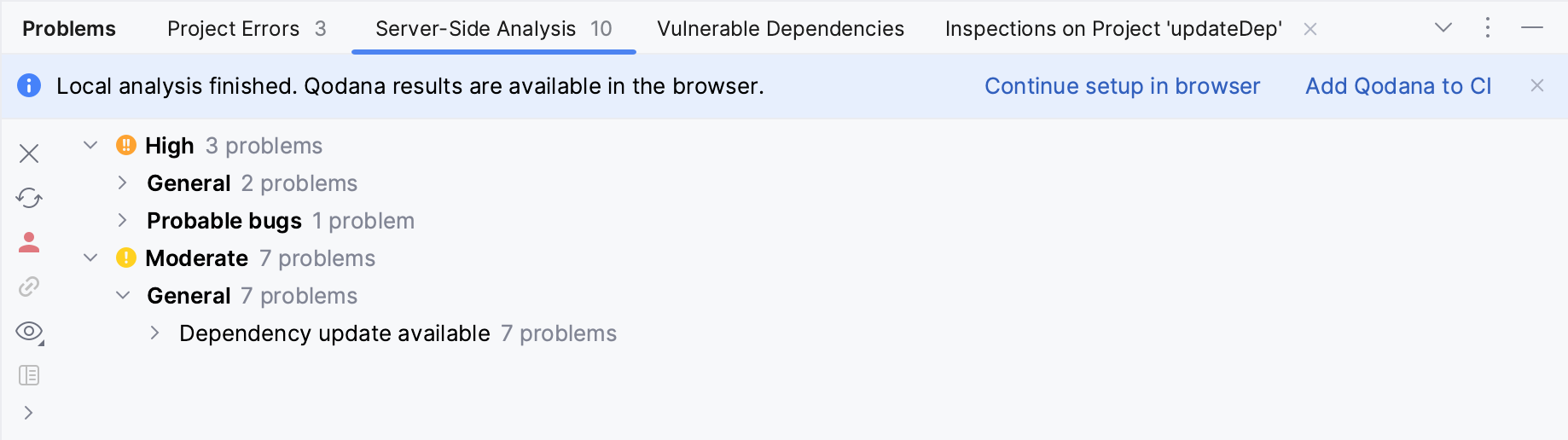 GoLand: Qodana inspection results in the Problems window