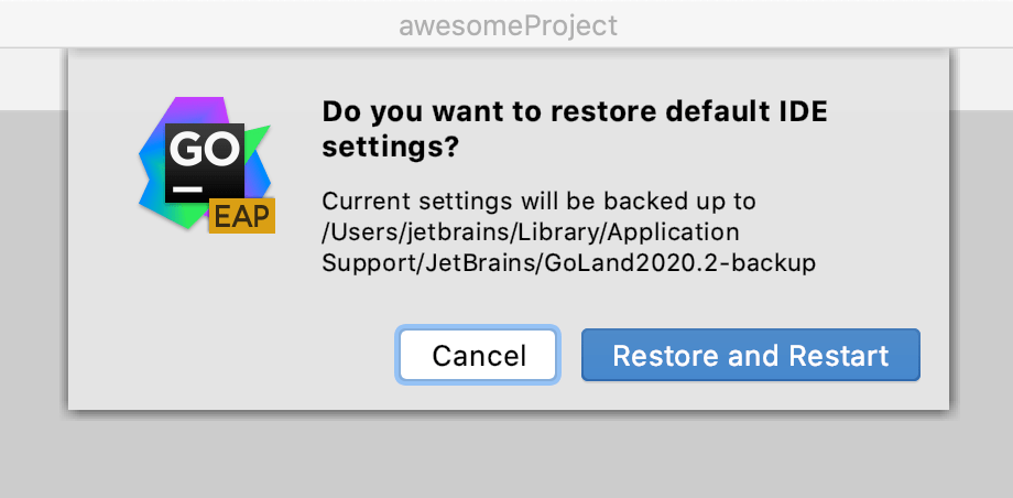 A popup prompting to confirm that you want to restore the default settings