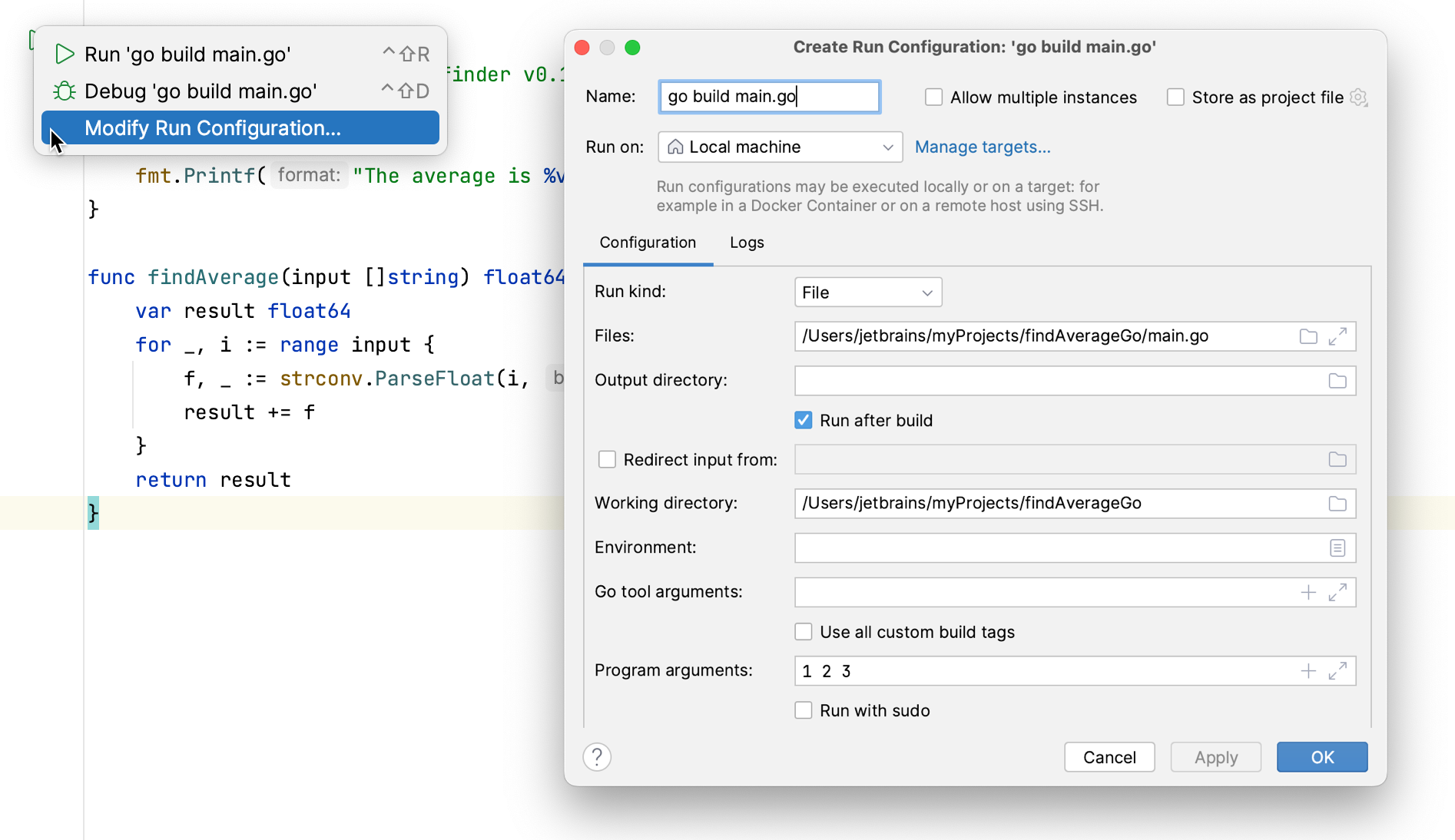 Golang run clearance