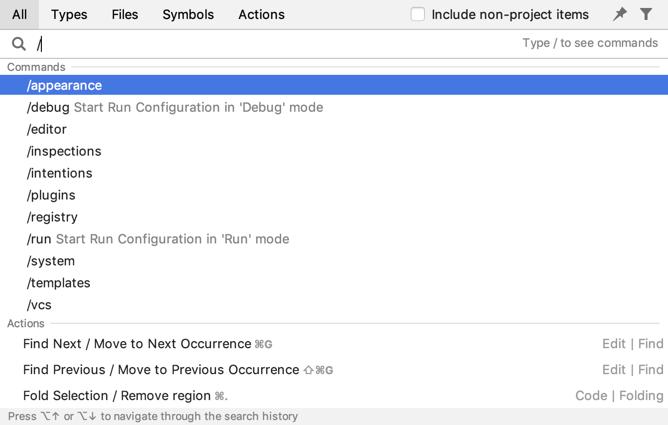 Search for Settings