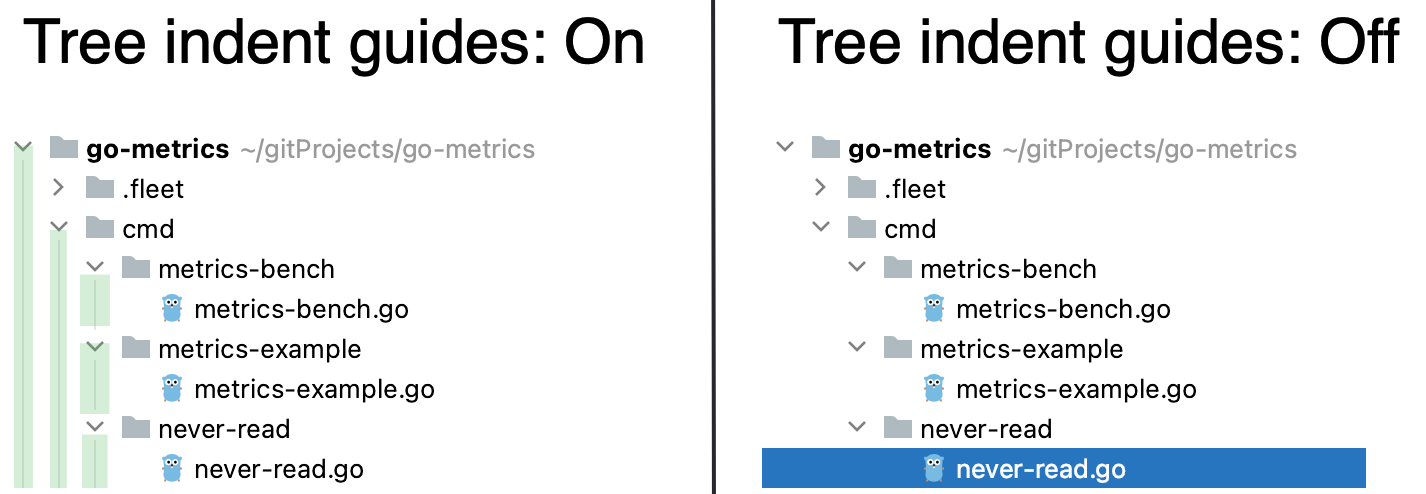 Tree indent guides in the tool window