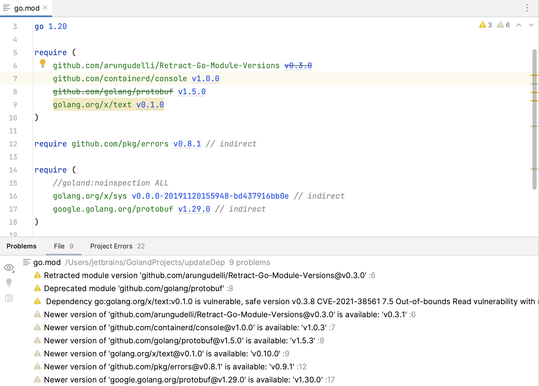 Updating dependencies in go.mod