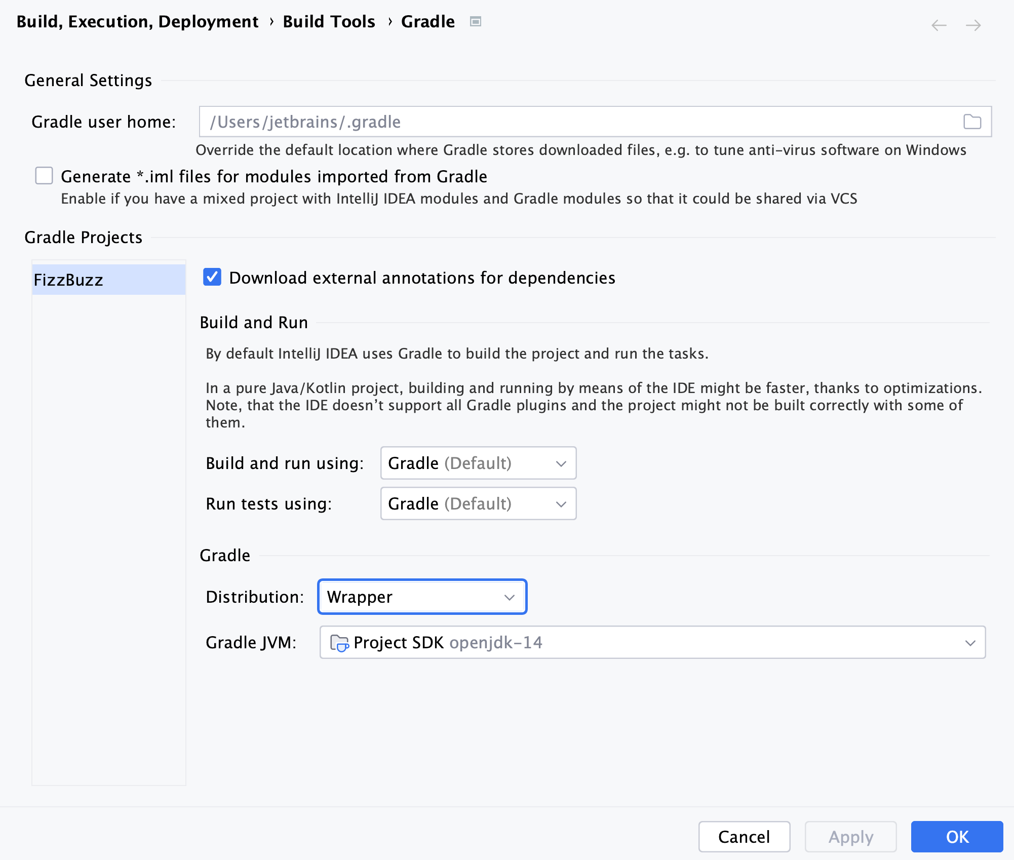 Gradle settings