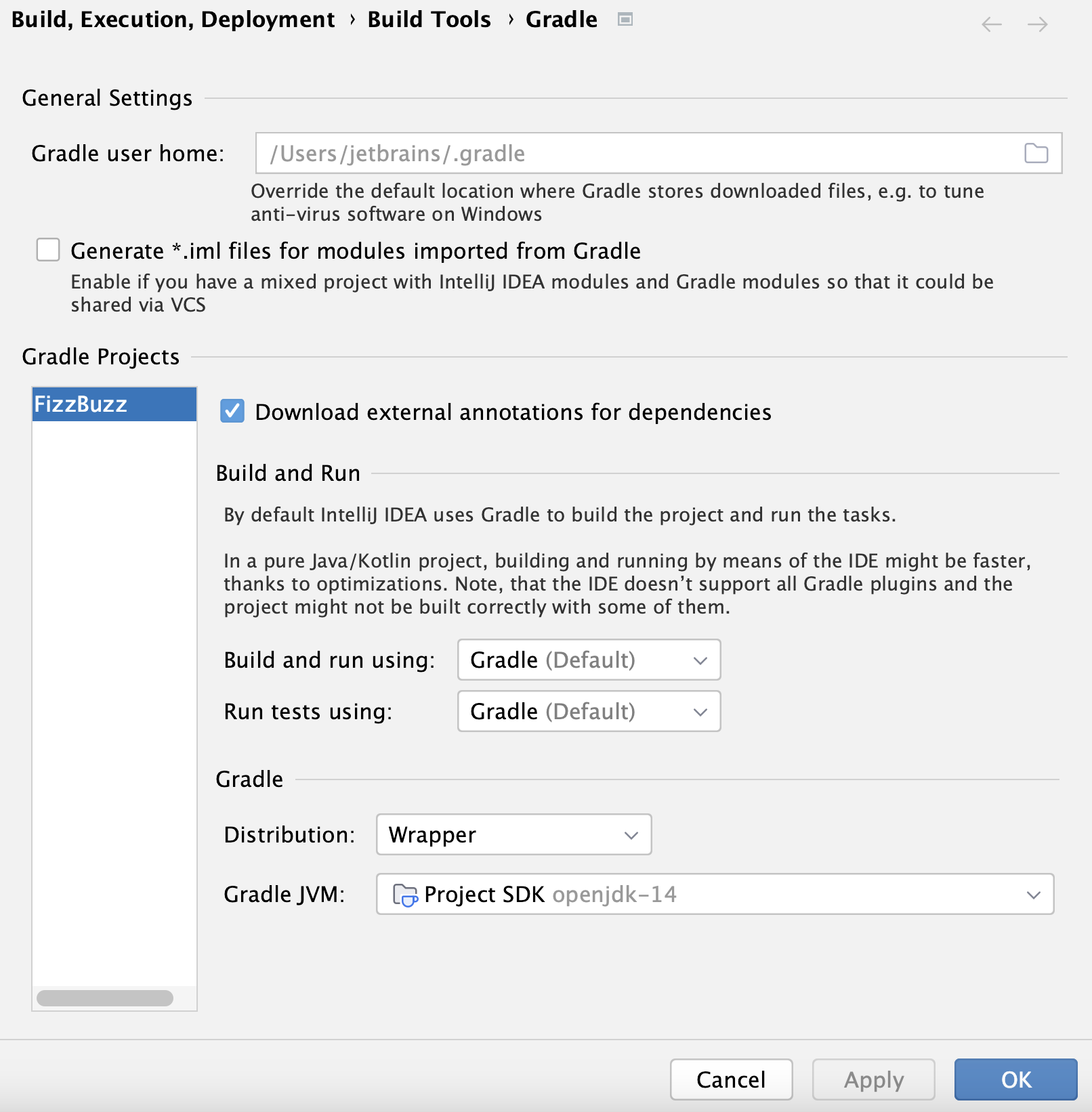 Gradle settings