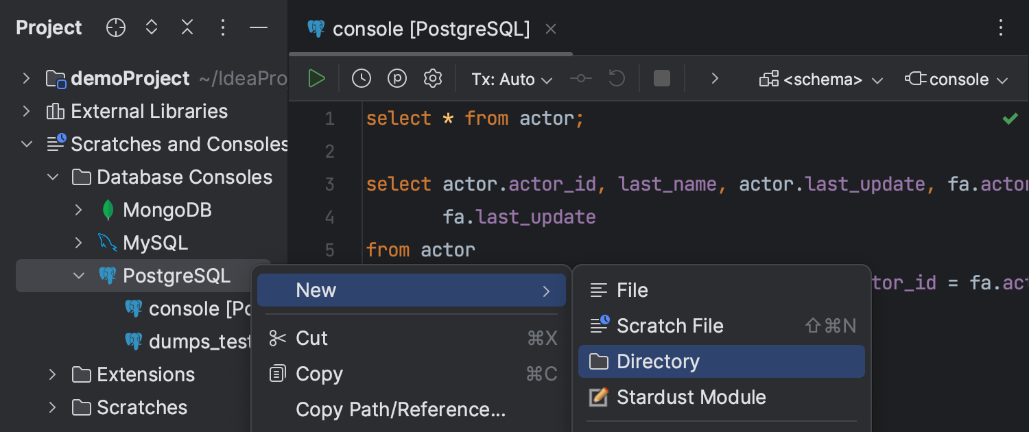 Group consoles under the data source directory