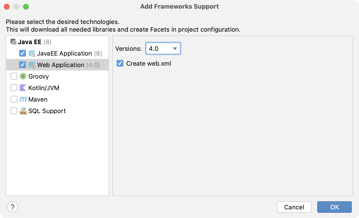 Adding support for a framework