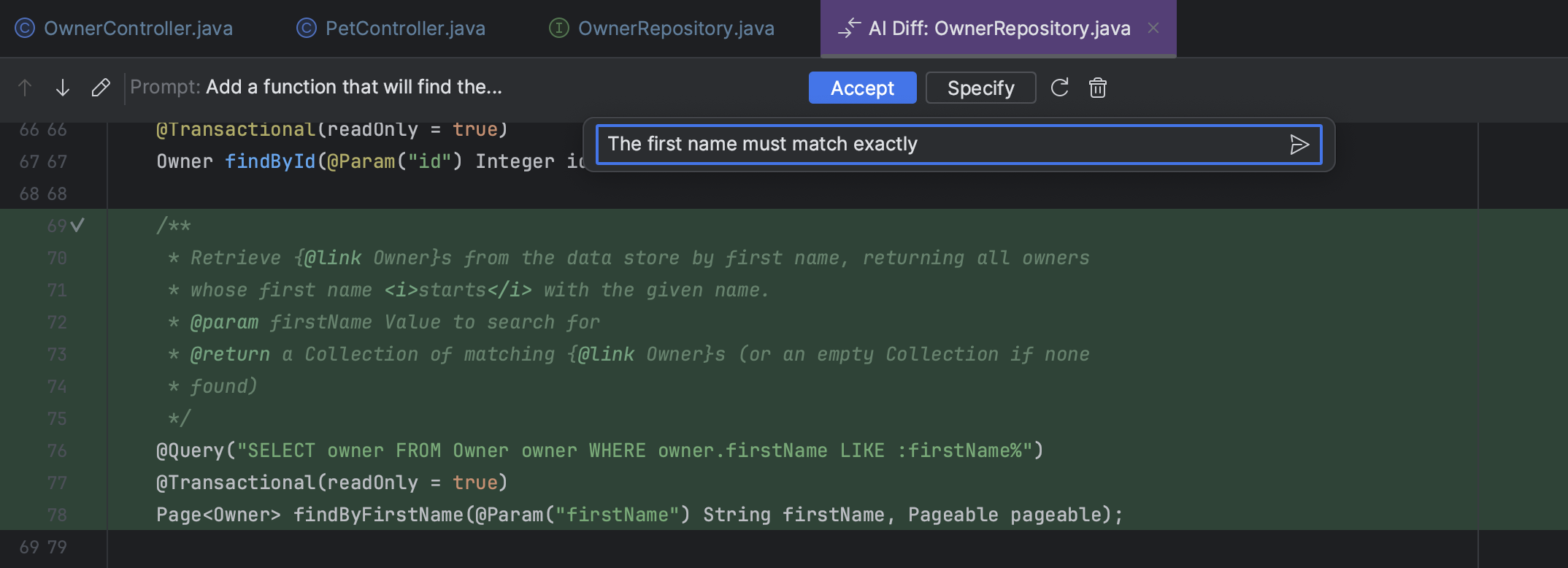 Use AI in editor | IntelliJ IDEA Documentation