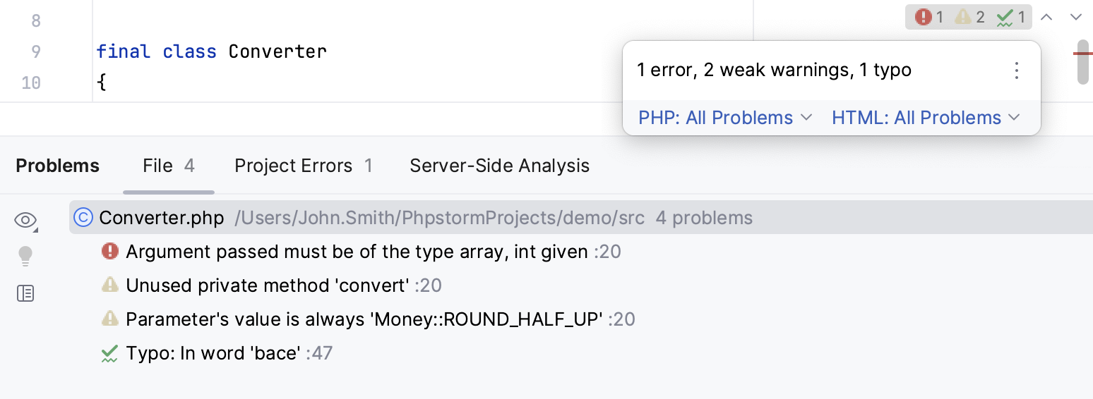 PHP Project Outline View