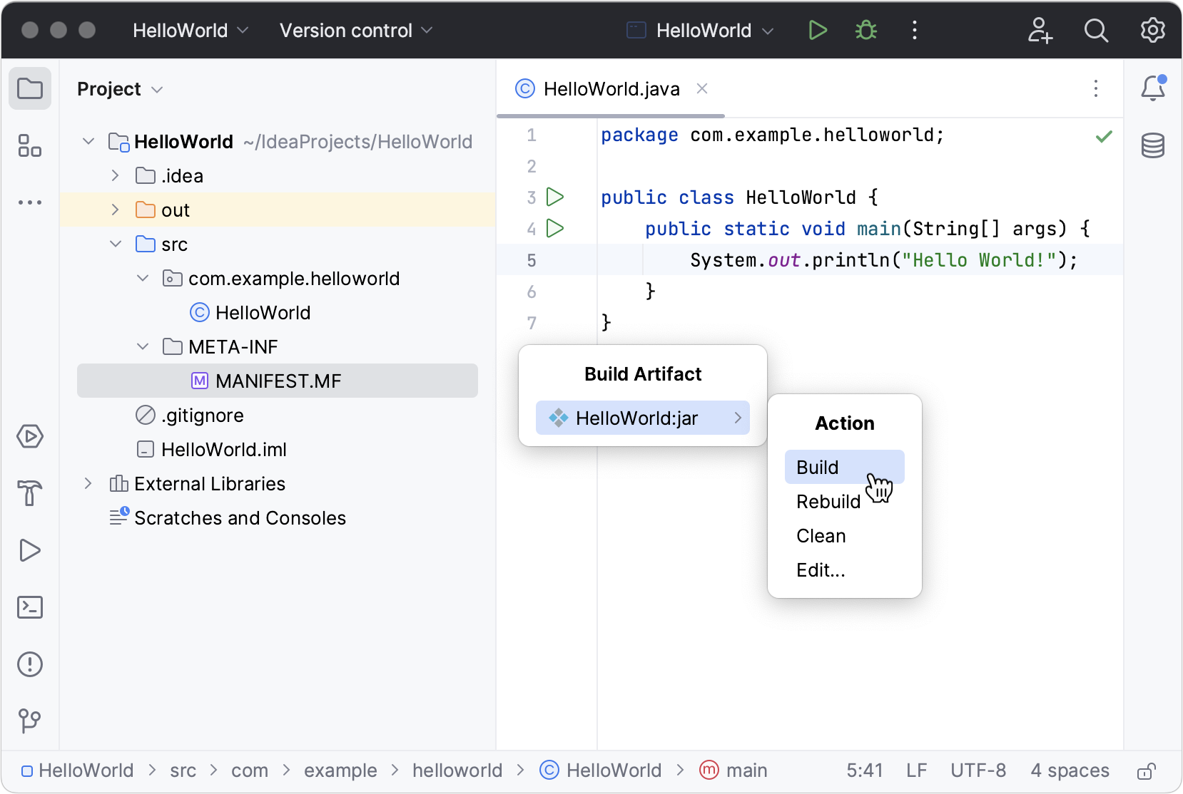 Creating your first Java application with IntelliJ IDEA 