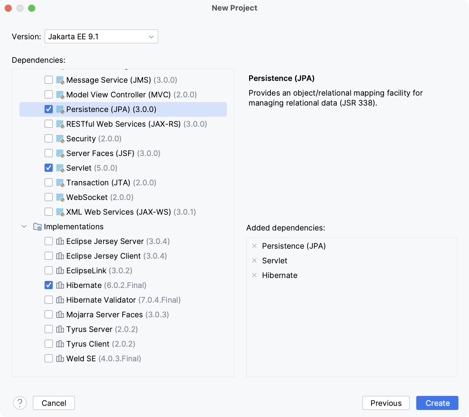 New Java Enterprise project with JPA and Hibernate