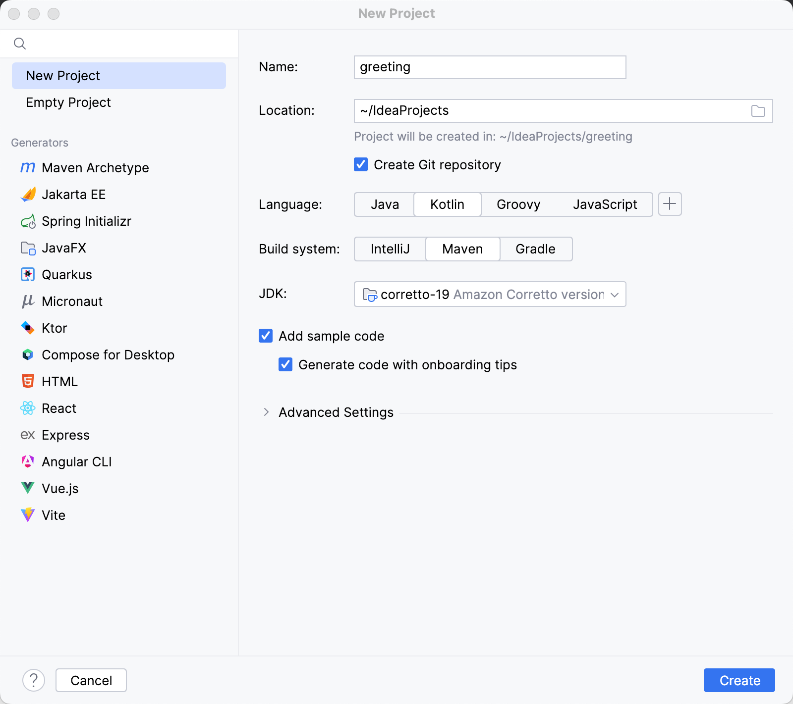 New Kotlin project with the Maven build system