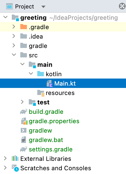 src/main/kotlin/main.kt in the Project tool window