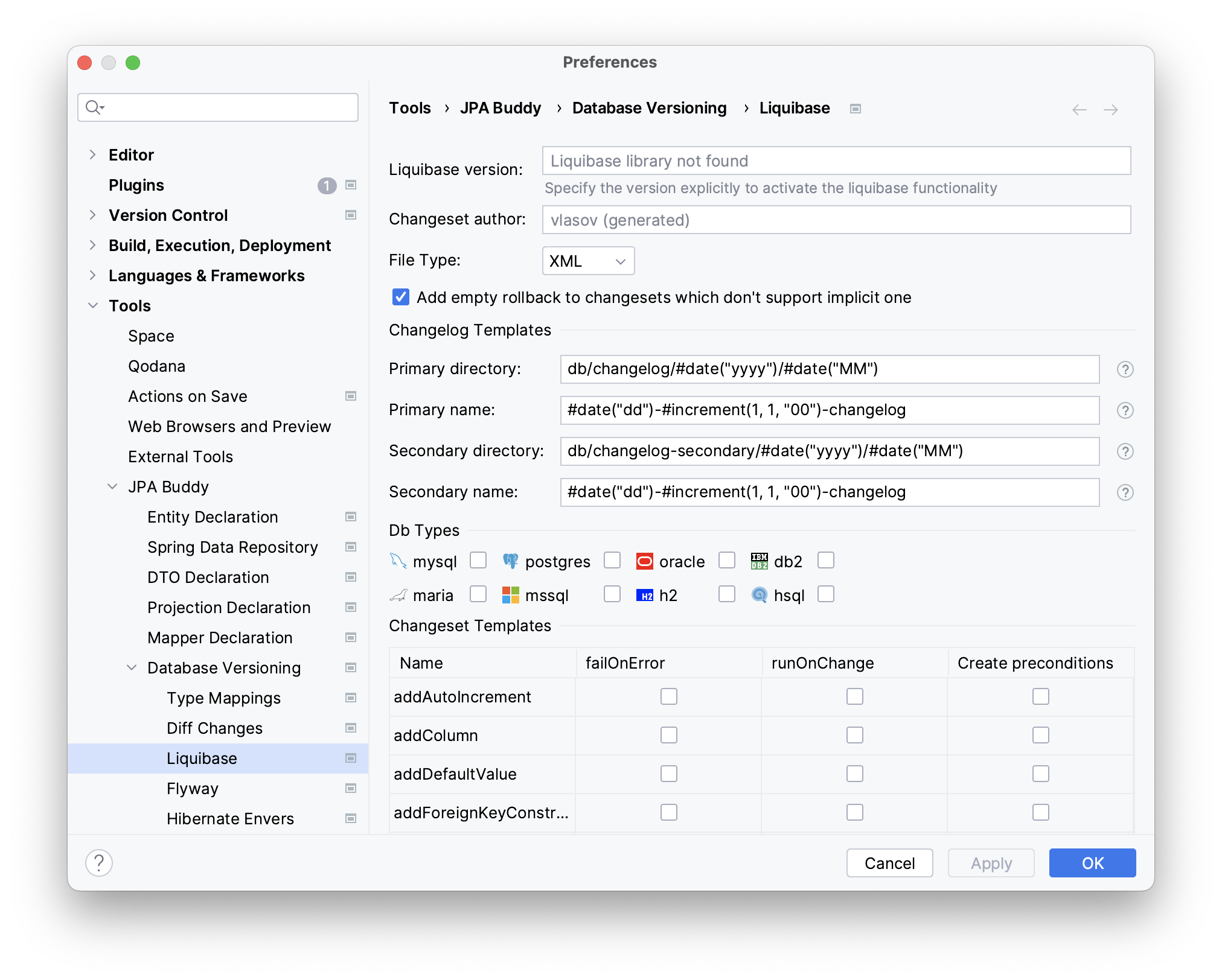 liquibase-settings