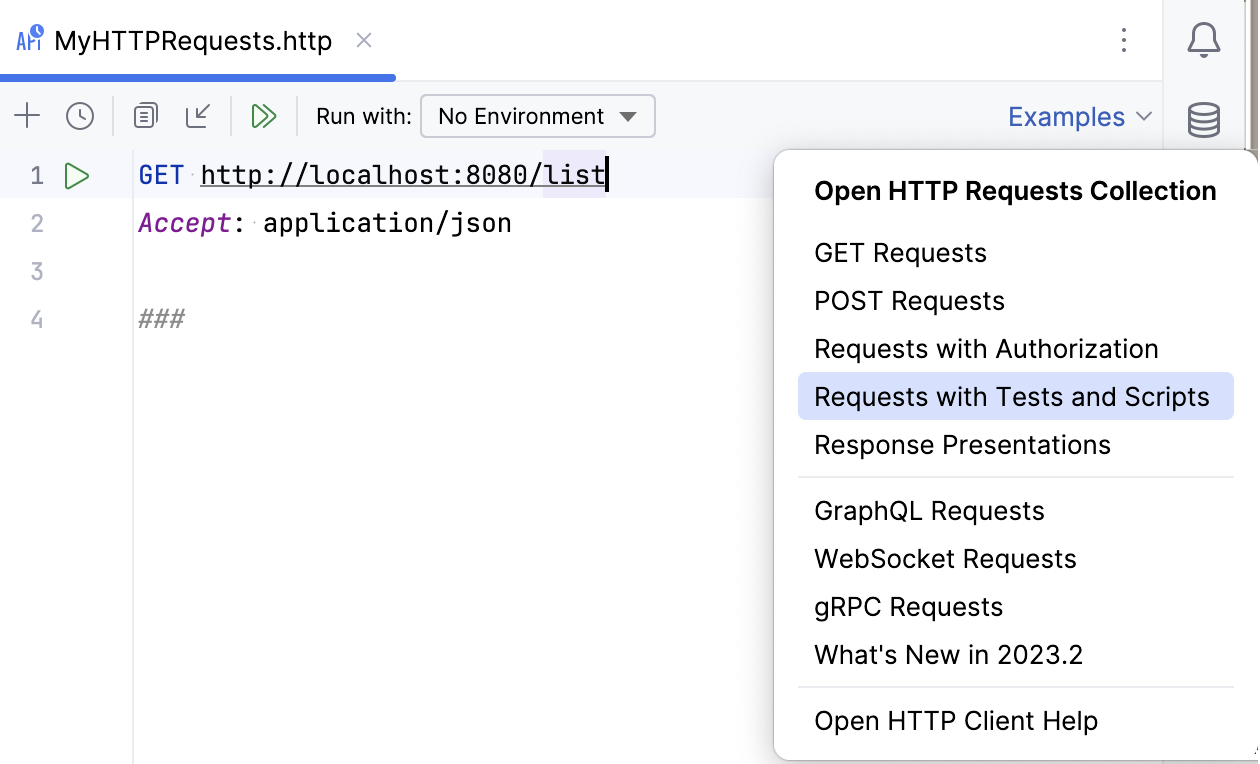Open HTTP Requests Collection popup