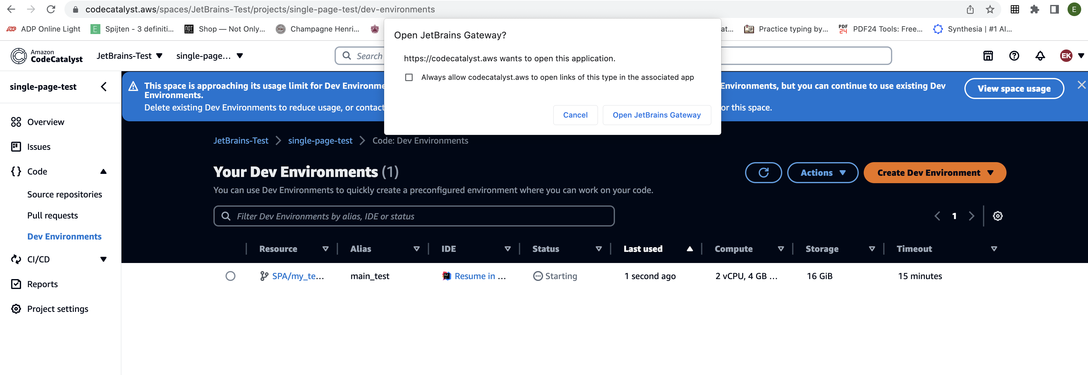 Open in JetBrains Gateway