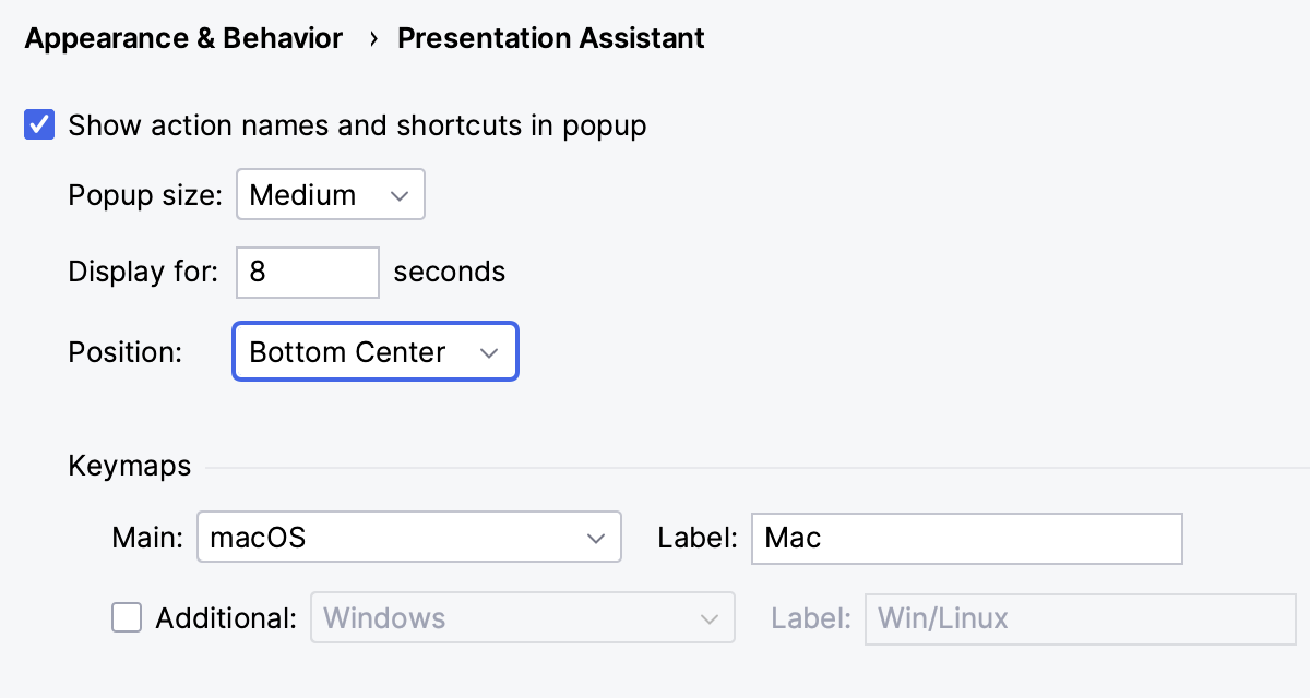 Customize the Presentation Assistant settings