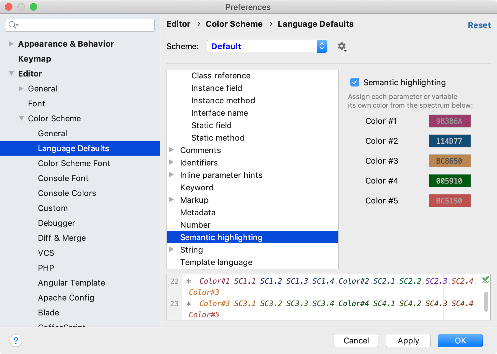 Editing Color Configuration