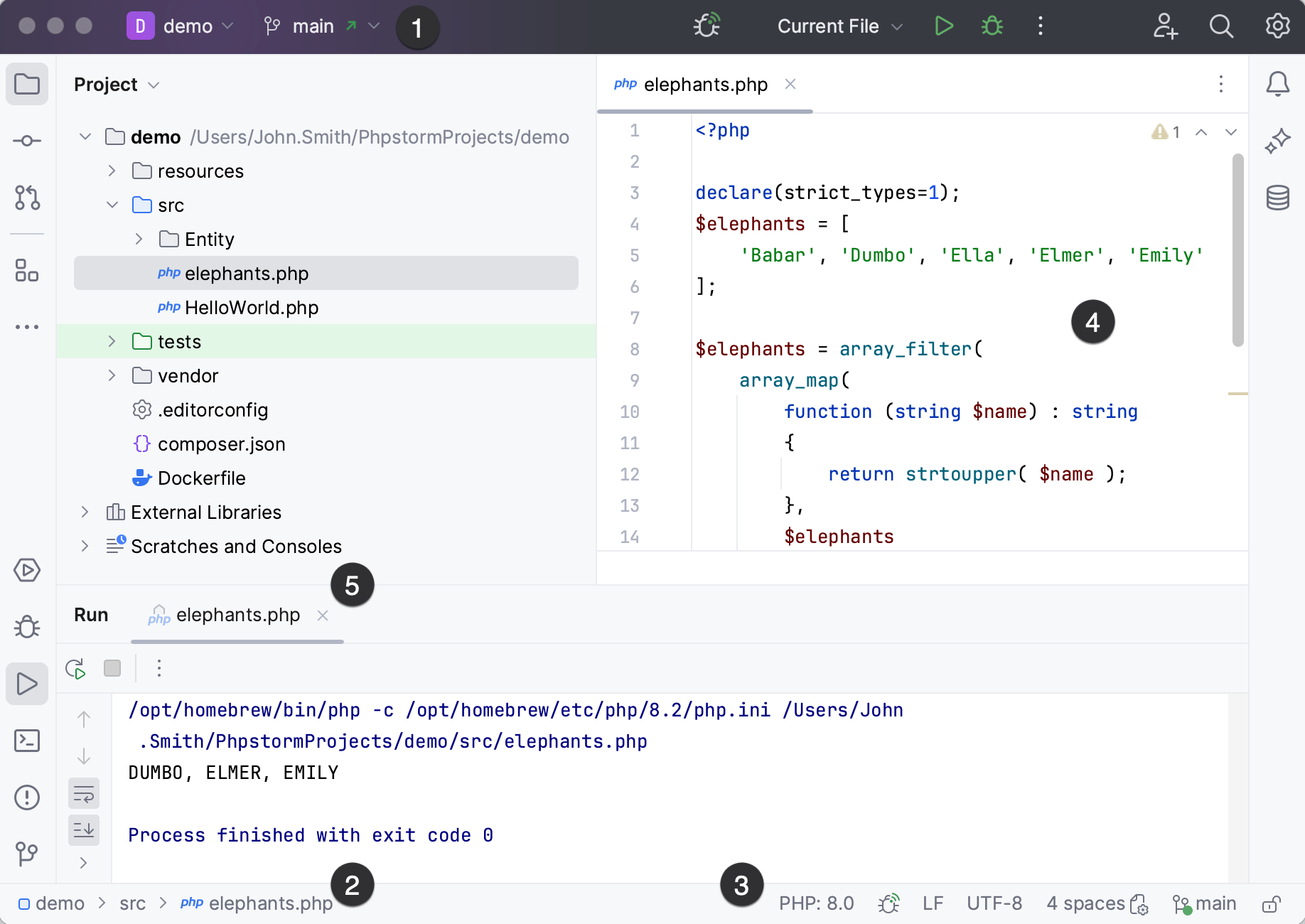 PhpStorm user interface overview