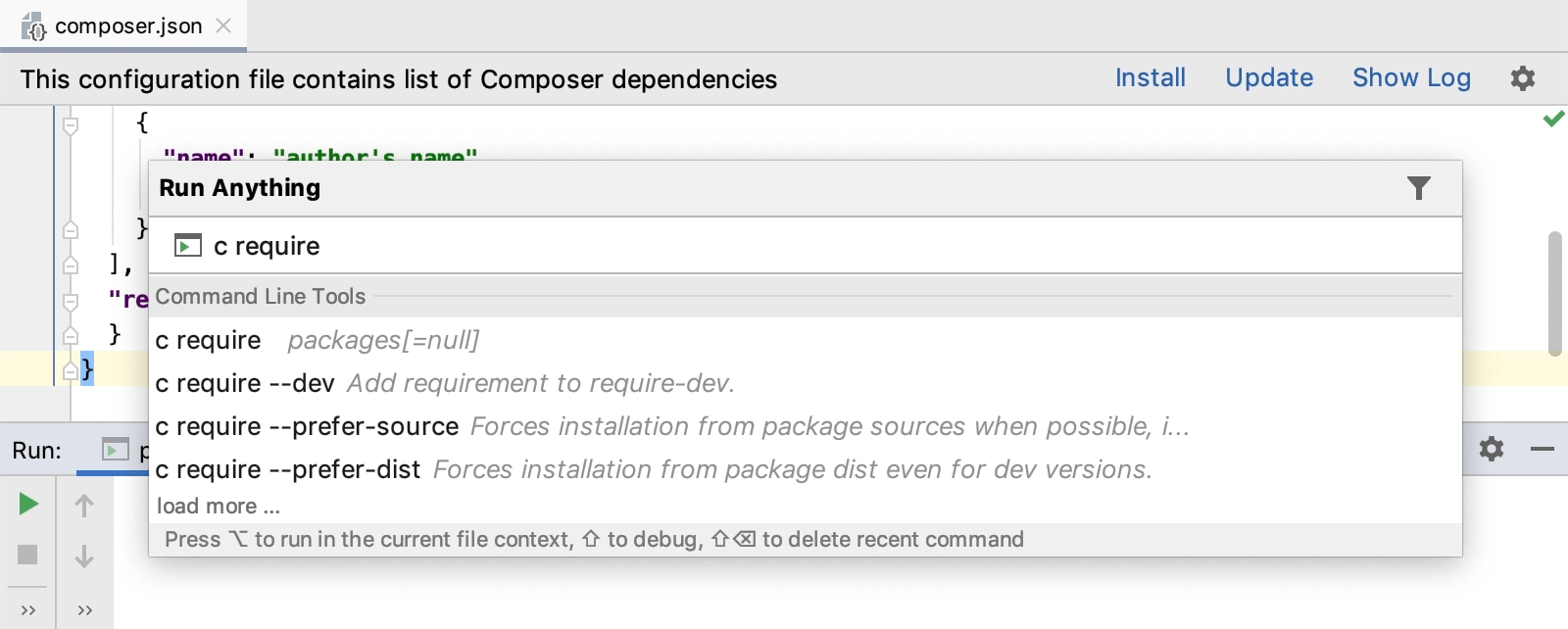 Running a composer command