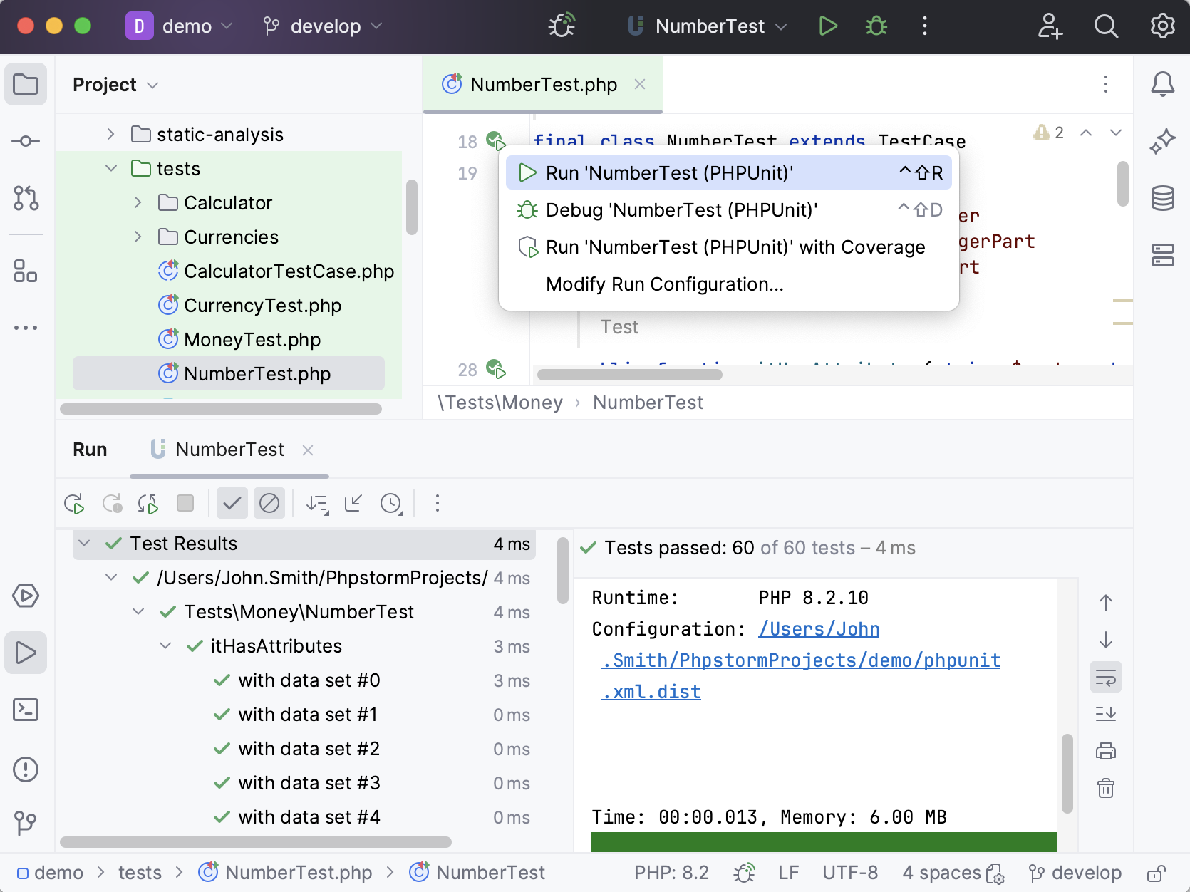 Debugging overview screen