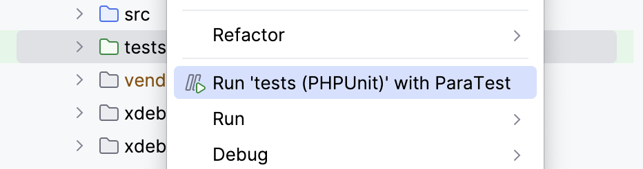 Select run tests with Paratest option