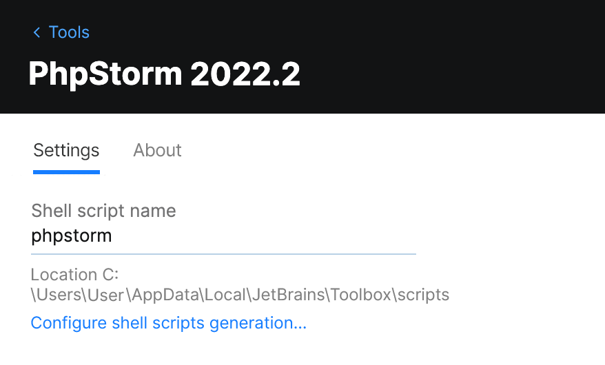Toolbox App PhpStorm Settings