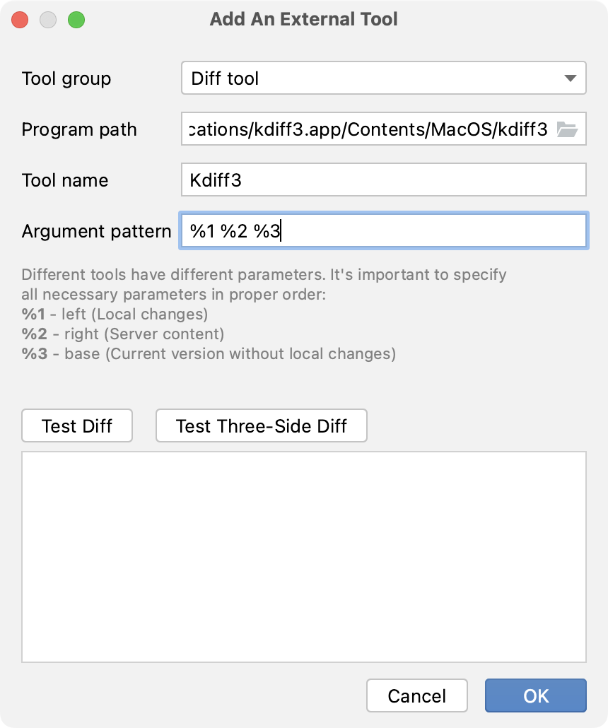 添加 kdiff3 作为外部差异工具