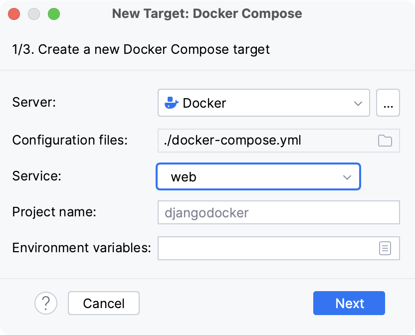 创建新的 Docker Compose 目标