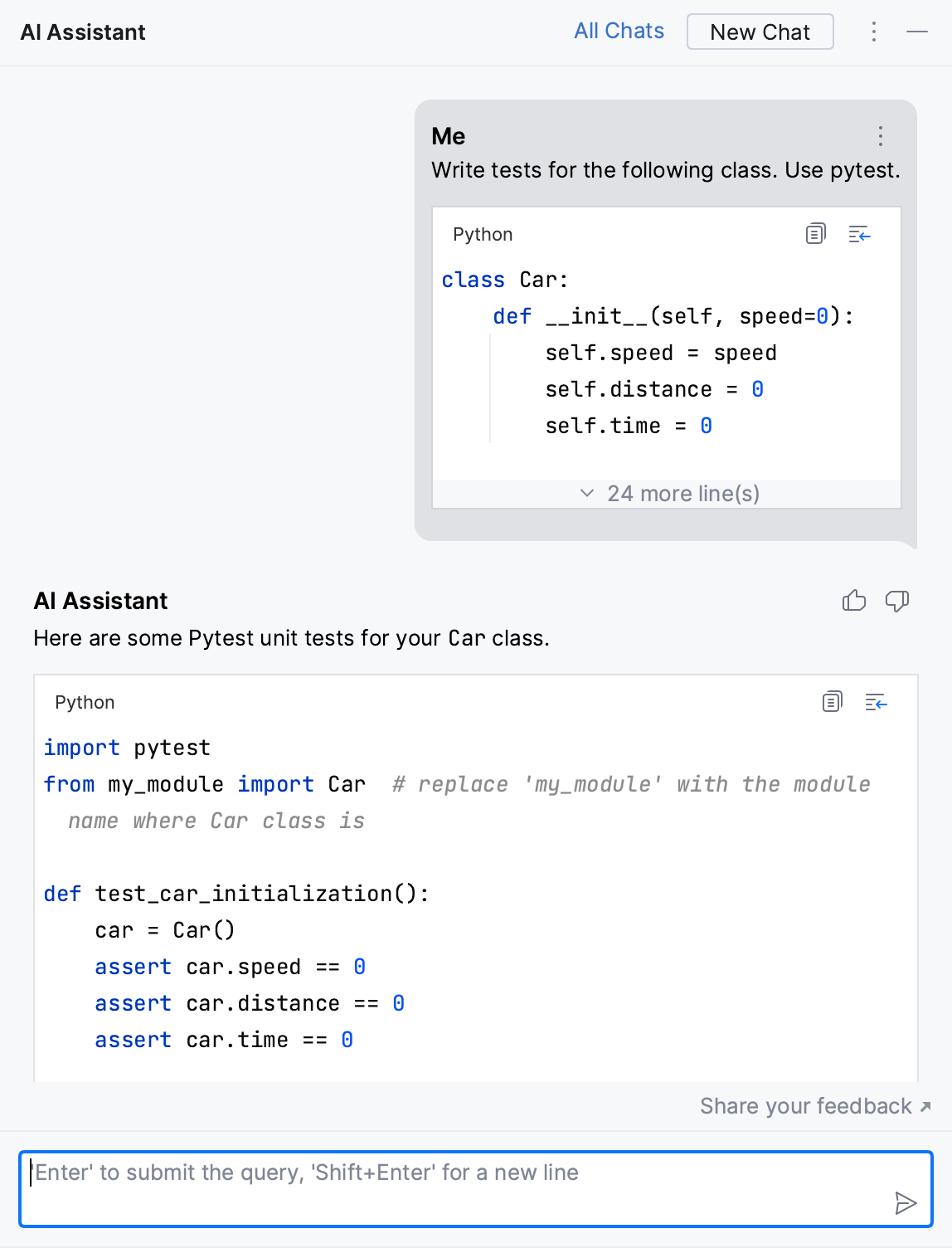 PyCharm：询问 AI Assistant 编程相关问题