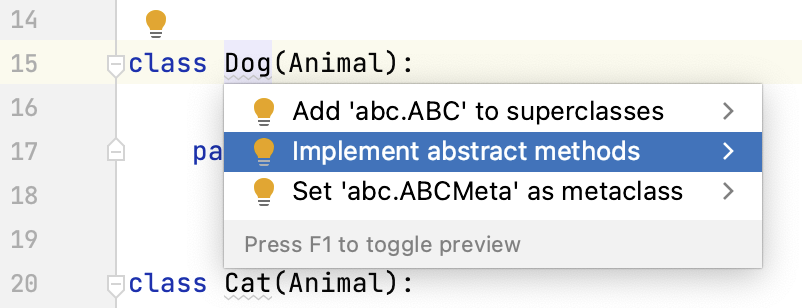 Class hierarchy check quick-fix