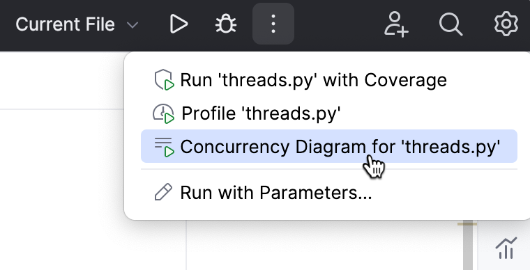 Run Concurrency Diagram from the Run widget