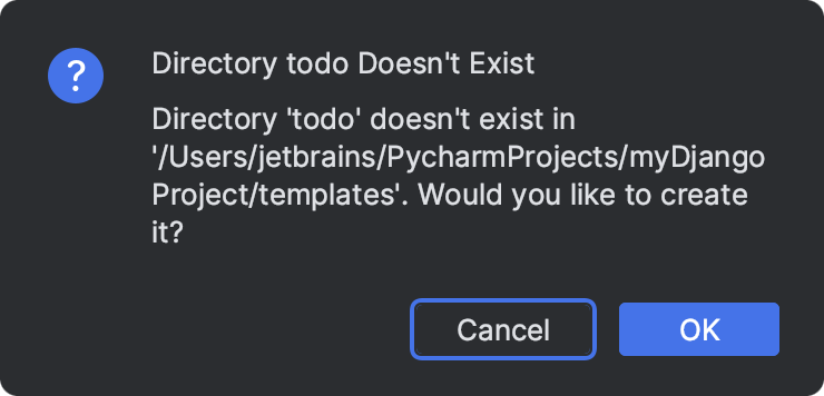 Confirmation of directory creation
