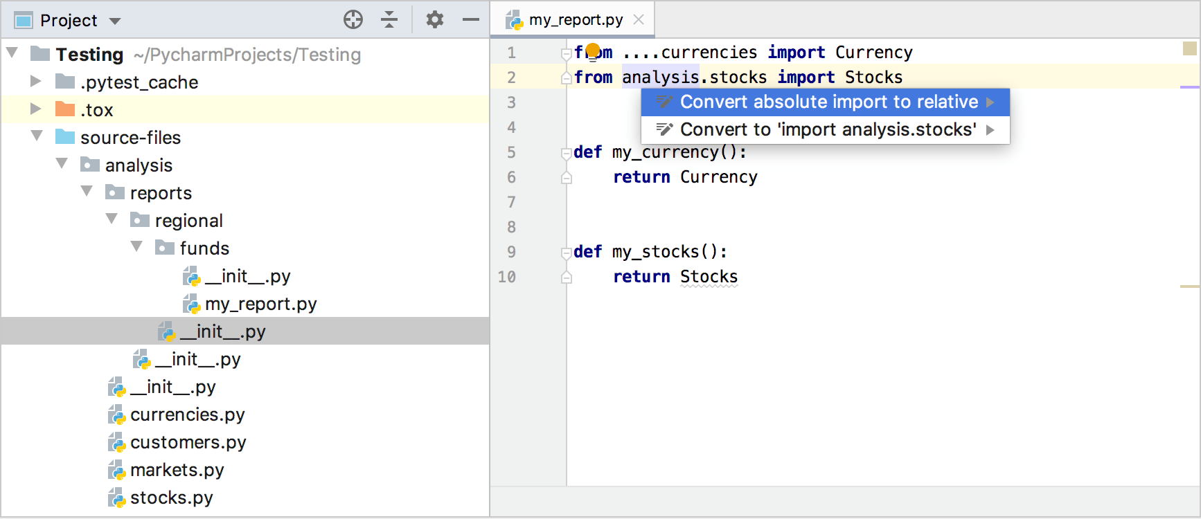 Converting an absolute import into relative