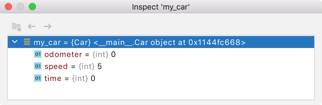 Inspect dialog