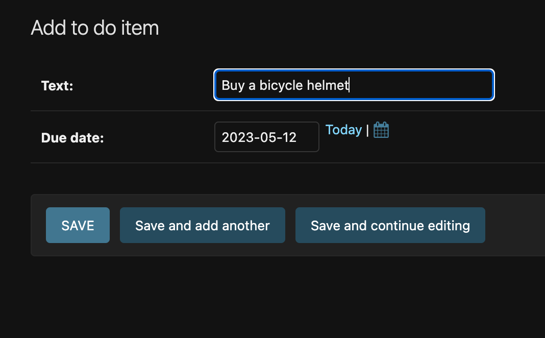 Adding a to-do in Django admin site