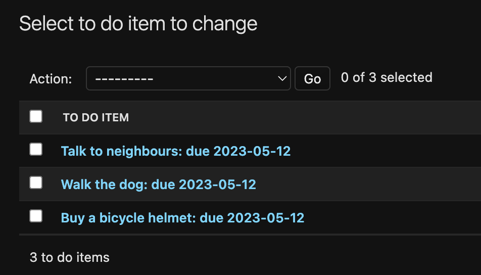 List of to-do