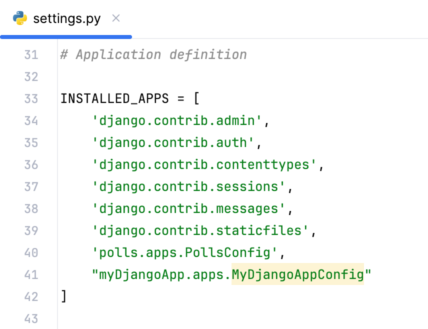 Second Django application added in settings.py