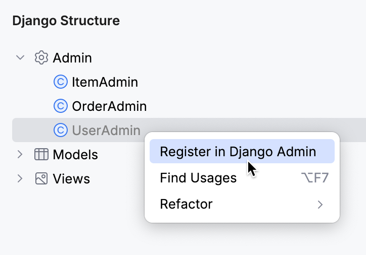 Registering a model with an unused model admin class