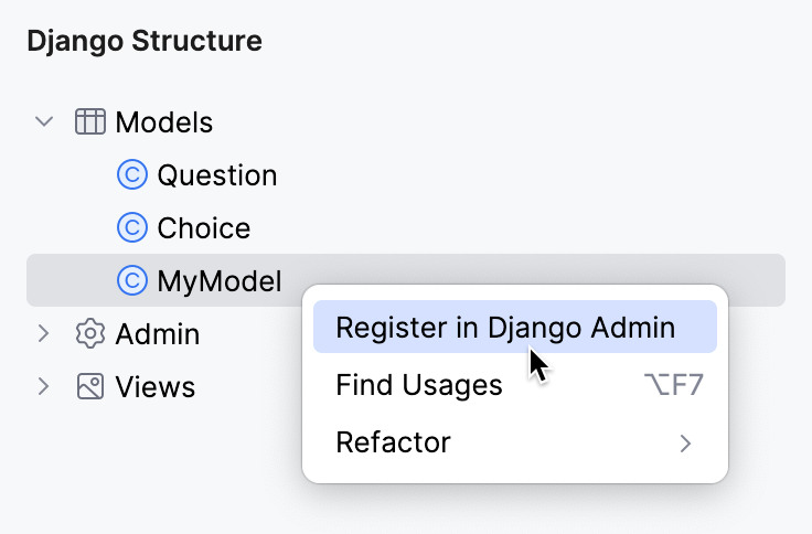 Registering a model in the admin interface