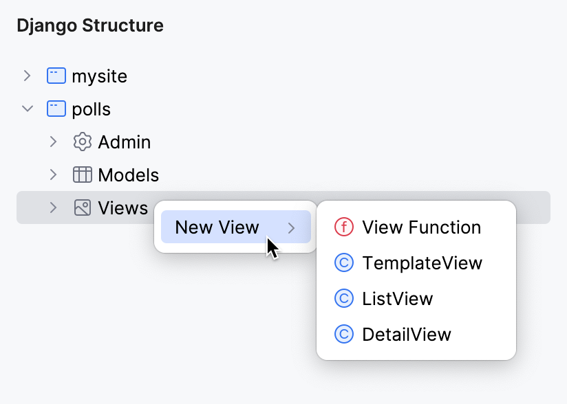 Choosing the view type