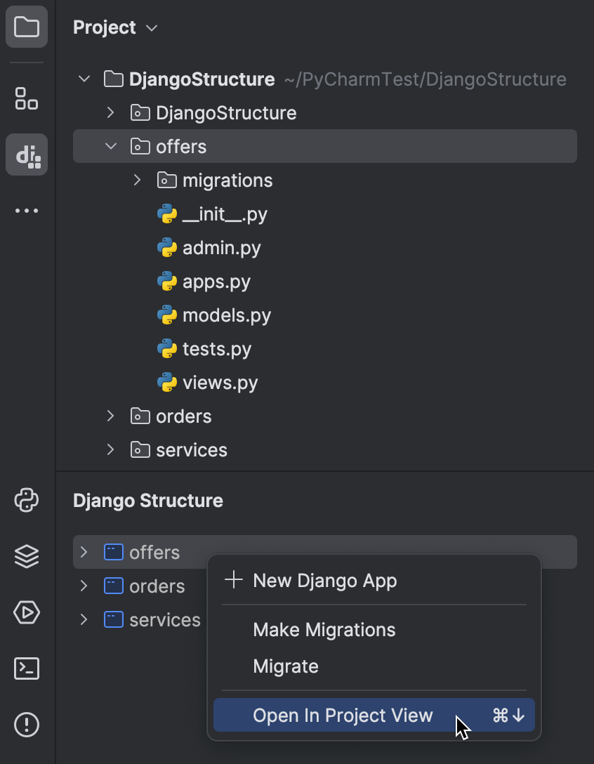 Django Structure tool window | PyCharm Documentation