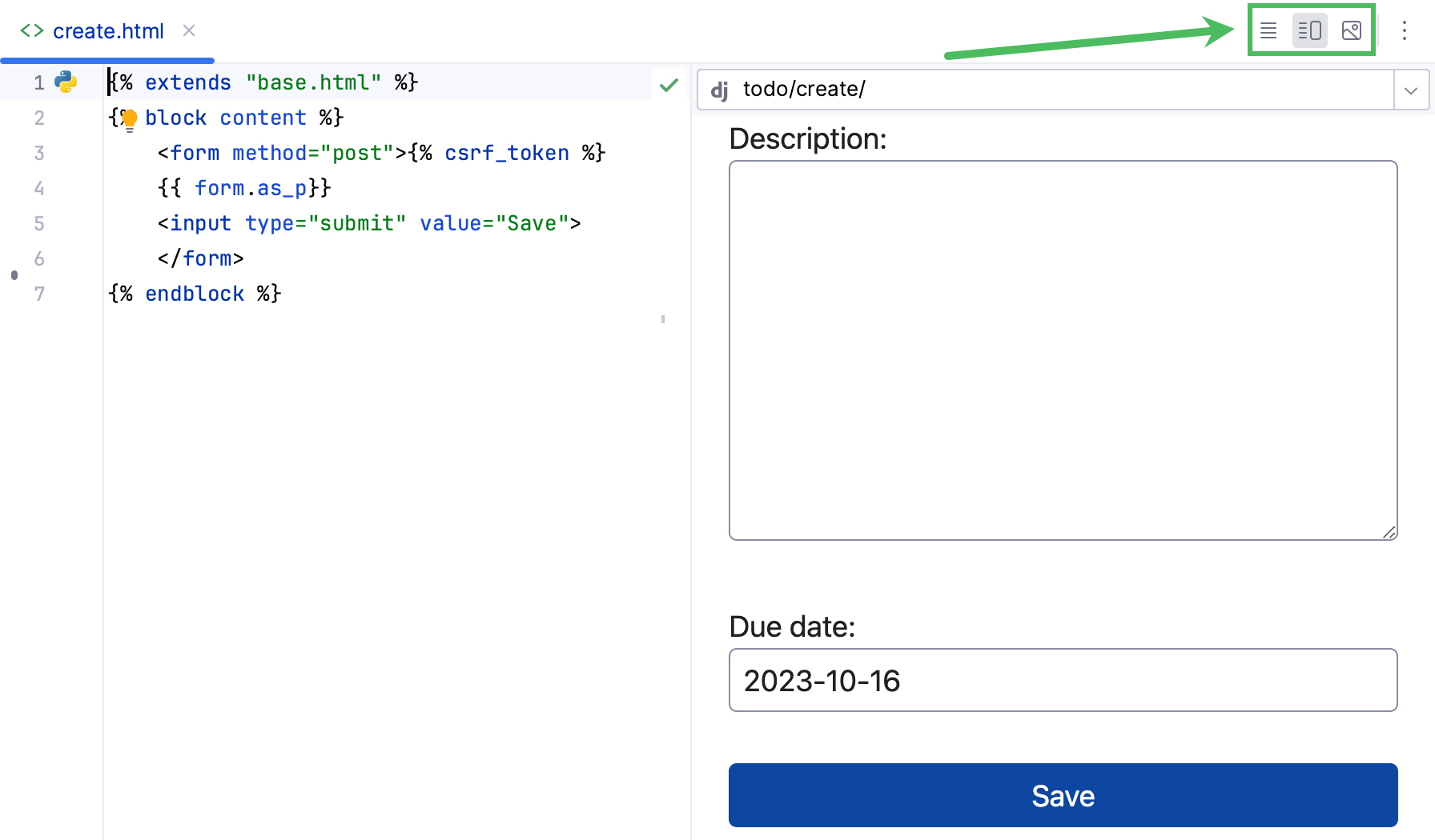 Django template preview