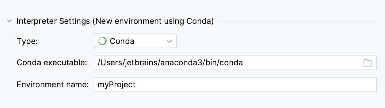 Configuring conda environment for a new project