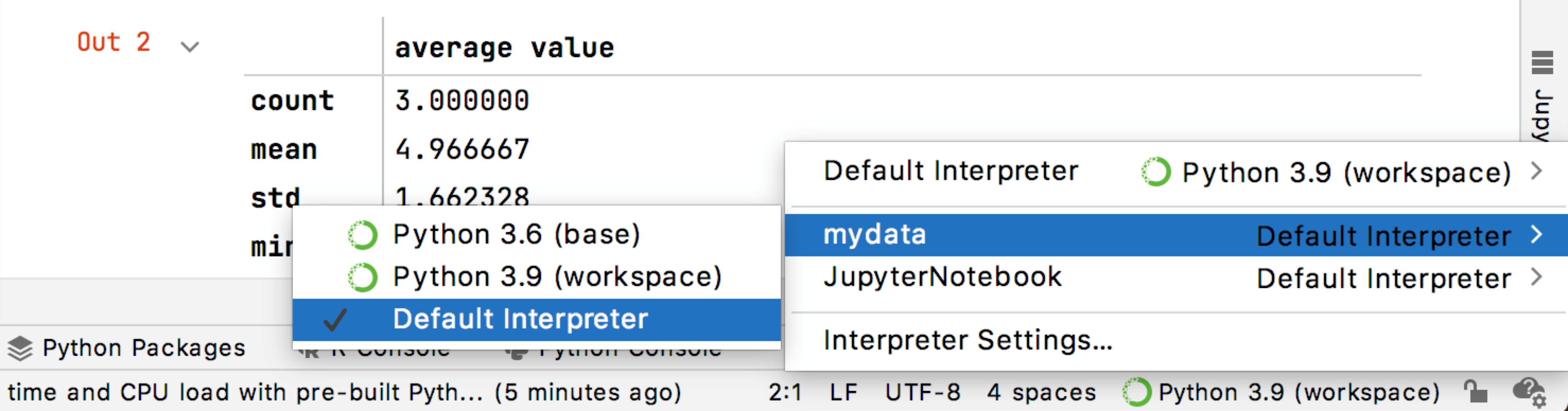 Select an interpreter