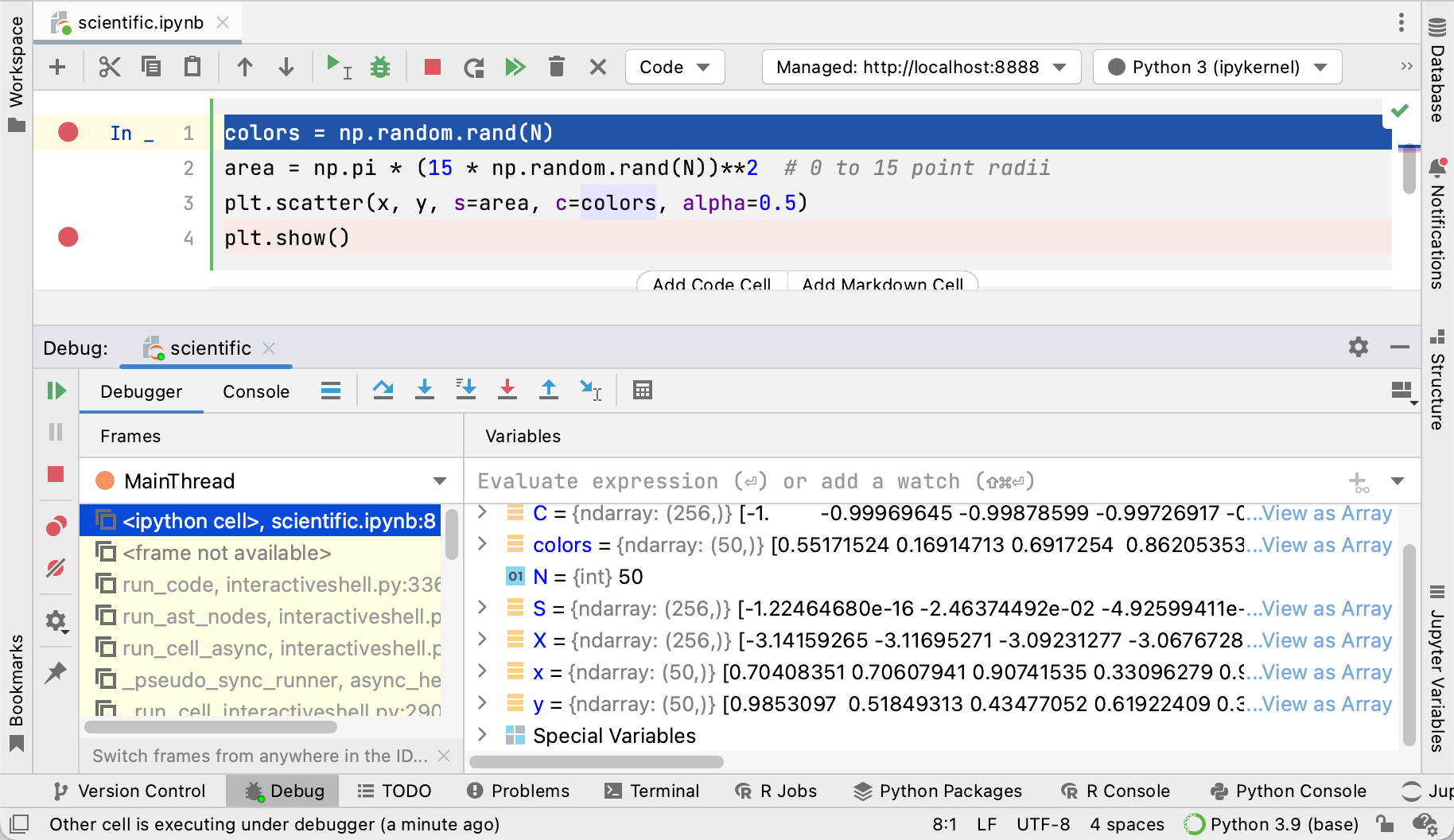 Jupyter Notebook Debugger tool window