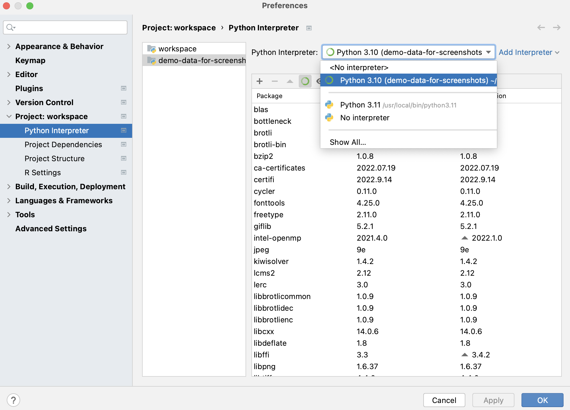 Configured interpreters