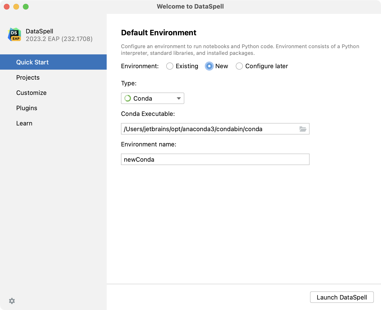 Create a new conda environment