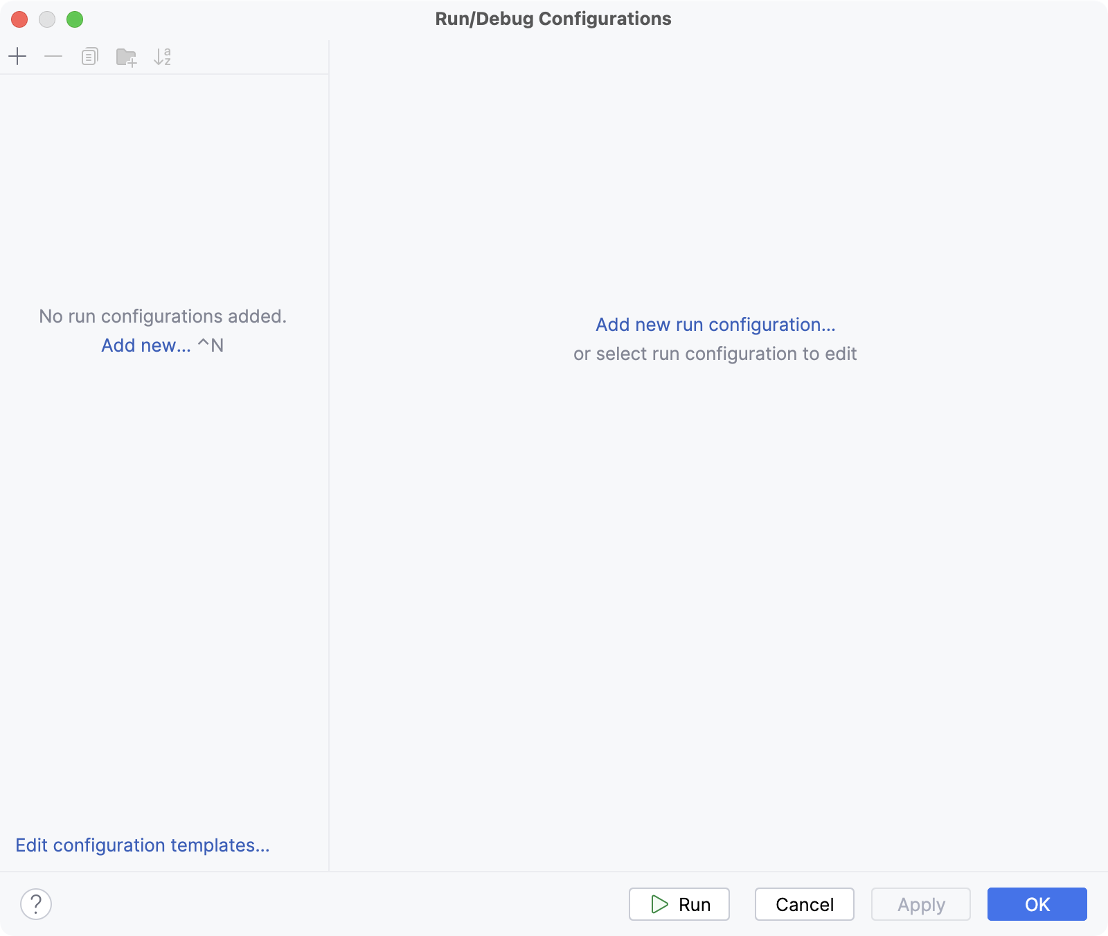 Run/Debug Configurations dialog